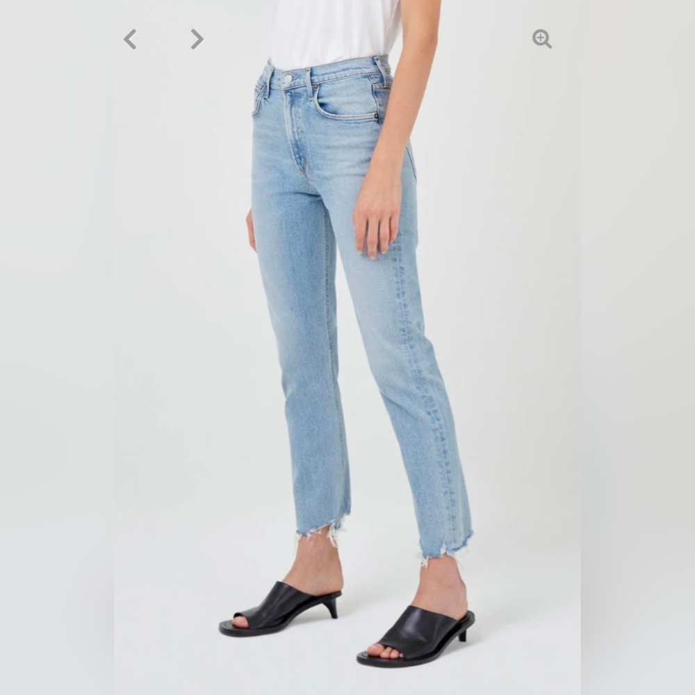 AGOLDE Merrel High Rise Straight Leg Raw Hem Jeans - Picture 3 of 11